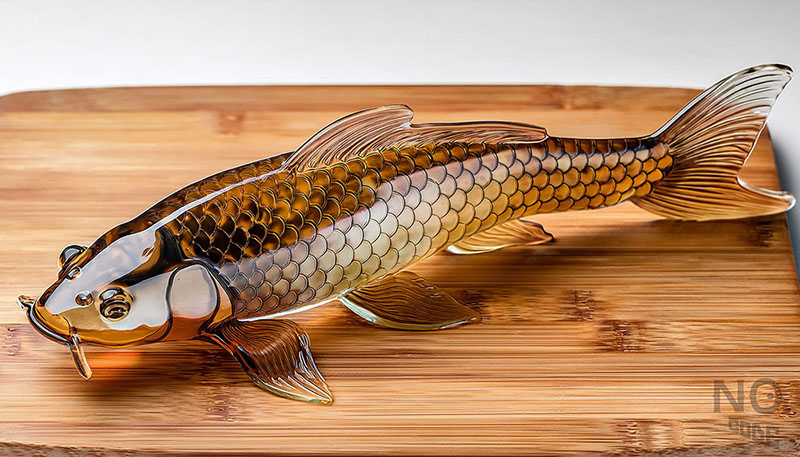 まな板の上のガラスの鯉のAIアート