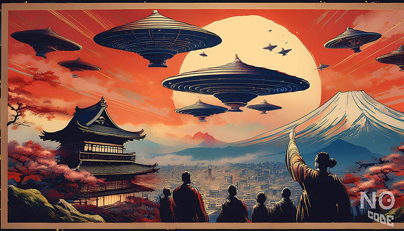 江戸時代に現れたUFOのAIアート