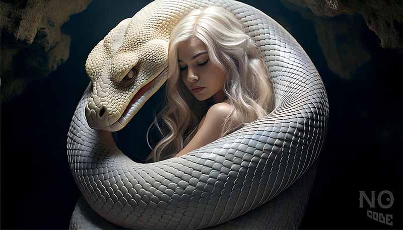 白い大蛇と美女のAIアート